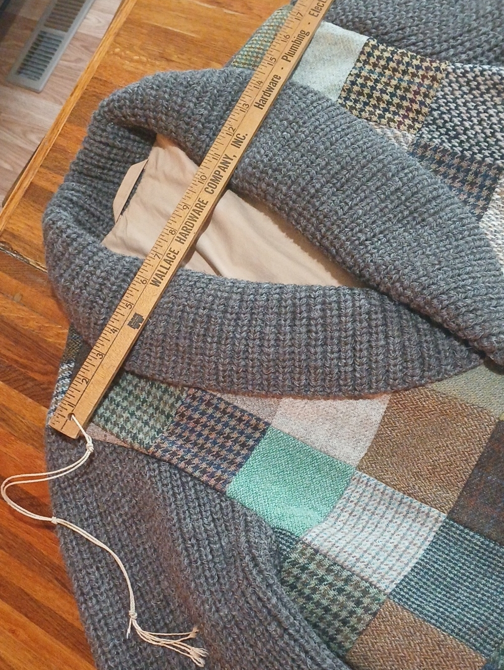 Mens Vintage Hanna Hats Of Donegal Wool Patchwork Sweater Jacket - Medium - Picture 11 of 13